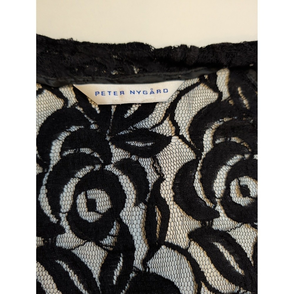 Peter Nygard Black Floral Lace Moto Jacket Womens Open Front Zip Trim Boho - Picture 3 of 10